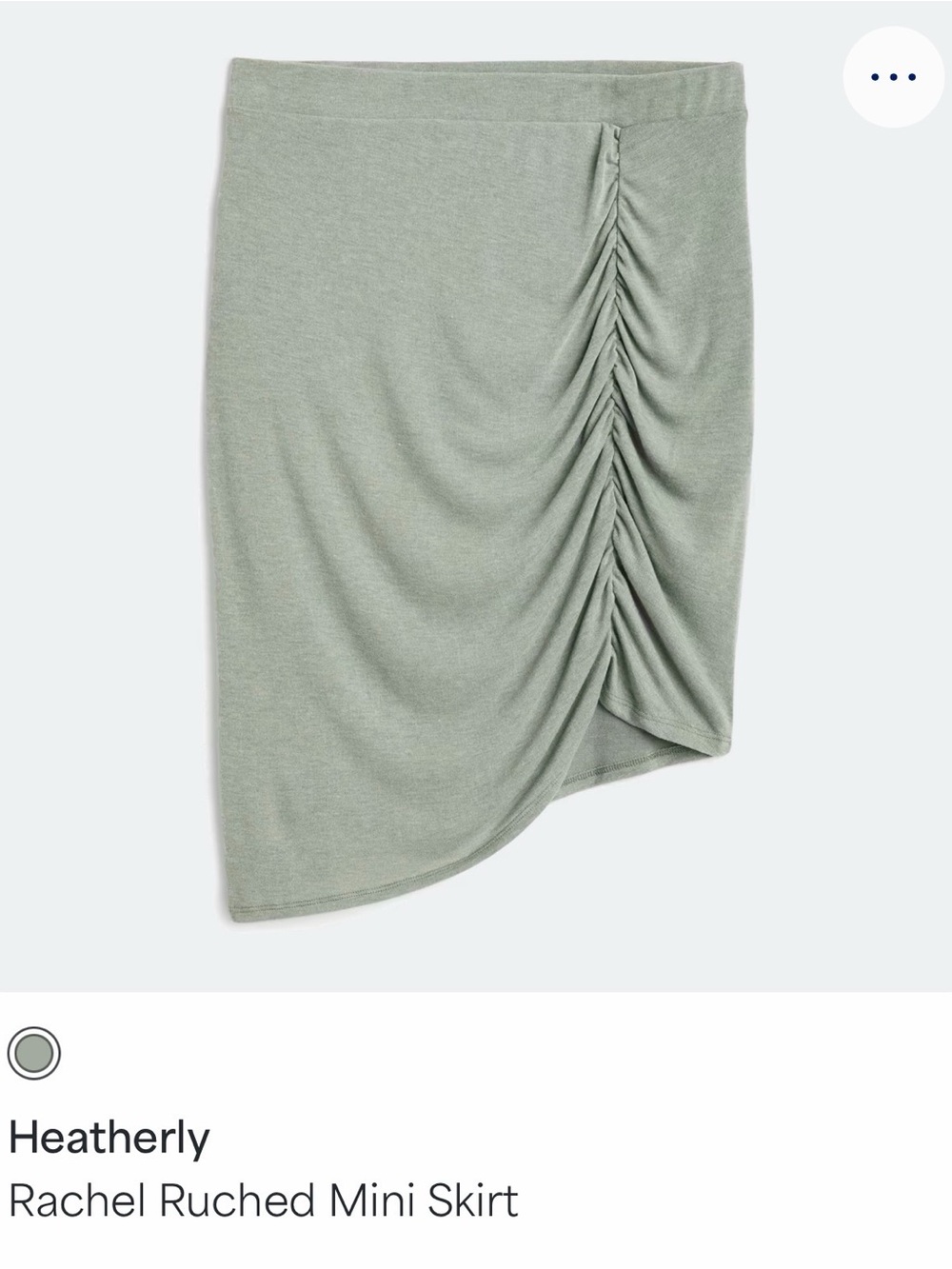 Asymmetrical Ruched Midi Skirt in Sage Green